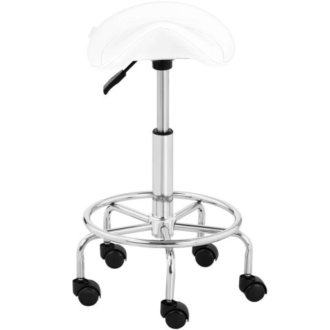 Taboret stołek hoker kosmetyczny siodłowy na kółkach Frankfurt do 150 kg biały Taboret stołek hoker kosmetyczny siodłowy na kółkach Frankfurt do 150 kg biały