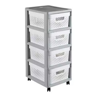 CURVER REGAŁ INFINITY NA KÓŁKACH 4x11L AŻUROWY SZARO/BIAŁY