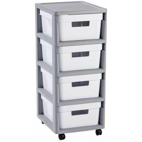 CURVER REGAŁ INFINITY NA KÓŁKACH 4x11L SZARO/BIAŁY CURVER REGAŁ INFINITY NA KÓŁKACH 4x11L SZARO/BIAŁY