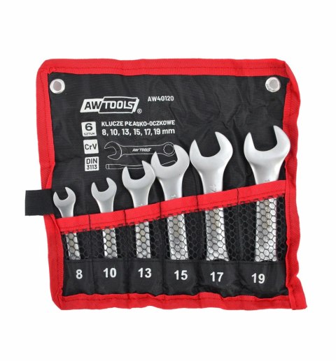 AWTOOLS KLUCZ PŁASKO-OCZKOWY KRÓTKI KPL. 6szt. /8mm-19mm/ (8,10,13,15,17,19mm) AWTOOLS KLUCZ PŁASKO-OCZKOWY KRÓTKI KPL. 6szt. /8mm-19mm/ (8,10,13,15,17,19mm)