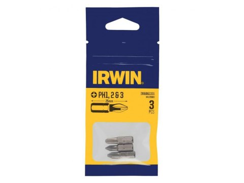 IRWIN KOŃCÓWKI kpl. 3szt. 25mm PH1, PH2 I PH3 W BLISTRZE IRWIN KOŃCÓWKI kpl. 3szt. 25mm PH1, PH2 I PH3 W BLISTRZE