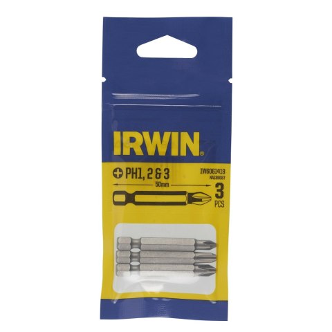IRWIN KOŃCÓWKI kpl. 3szt. 50mm PH1, PH2 I PH3 W BLISTRZE IRWIN KOŃCÓWKI kpl. 3szt. 50mm PH1, PH2 I PH3 W BLISTRZE