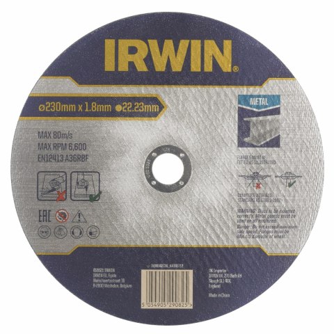 IRWIN TARCZA DO CIĘCIA METALU PŁASKA 230mm x 1,8mm x 22,23mm IRWIN TARCZA DO CIĘCIA METALU PŁASKA 230mm x 1,8mm x 22,23mm