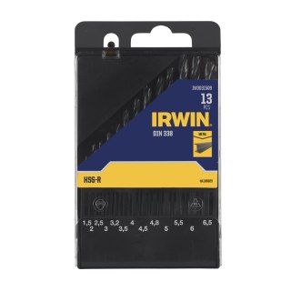 IRWIN WIERŁO METAL HSS-R DIN338 kpl.13szt. 1,5-2-2,5-3-3,2-3,5-4-4,5-4,8-5-5,5-6-6,5mm w kasecie