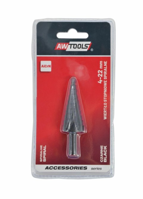 AW WIERTŁO STOPNIOWE SPIRALNE/ 4-22mm/ AICrN/ CZARNE AW WIERTŁO STOPNIOWE SPIRALNE/ 4-22mm/ AICrN/ CZARNE