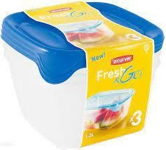 CURVER ZESTAW POJEMNIKÓW KWADRATOWYCH 
FRESH&GO 3X1,2L /NIEBIESKI/ TRANSPARENTNY