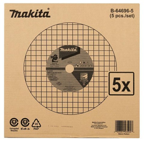 MAKITA TARCZA MET. 355mm x 2,5mm x 25,4mm /5szt. MAKITA TARCZA MET. 355mm x 2,5mm x 25,4mm /5szt.