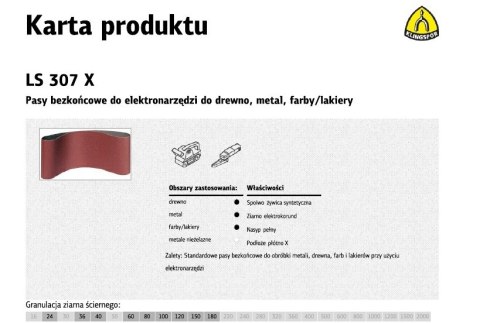 KLINGSPOR PASY BEZKOŃCOWE DO ELEKTRONARZĘDZI LS307X 75mm x 533mm gr. 80 /10szt. KLINGSPOR PASY BEZKOŃCOWE DO ELEKTRONARZĘDZI LS307X 75mm x 533mm gr. 80 /10szt.