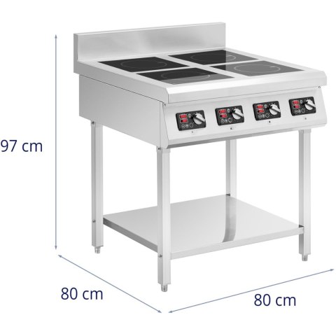 Kuchnia indukcyjna 4 palnikowa z otwartą podstawą 400 V 4 x 3500 W Kuchnia indukcyjna 4 palnikowa z otwartą podstawą 400 V 4 x 3500 W