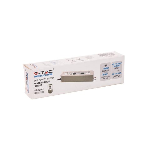 Zasilacz LED V-TAC 100W 12V 8.3A IP67 Hermetyczny Filtr EMI VT-22101 Zasilacz LED V-TAC 100W 12V 8.3A IP67 Hermetyczny Filtr EMI VT-22101