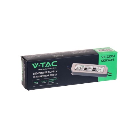 Zasilacz LED V-TAC 60W 12V 5A IP67 Hermetyczny Filtr EMI VT-22061 Zasilacz LED V-TAC 60W 12V 5A IP67 Hermetyczny Filtr EMI VT-22061