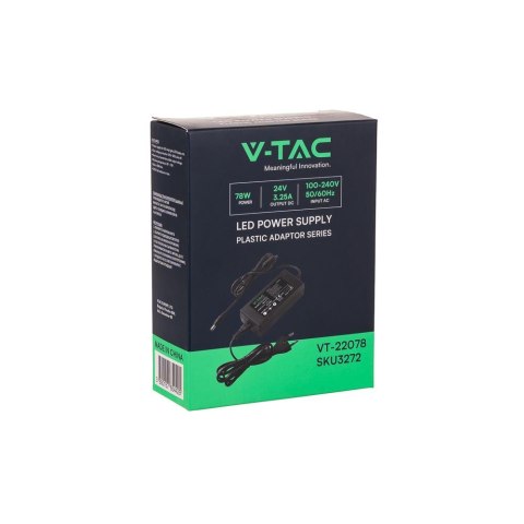 Zasilacz LED V-TAC 78W 24V 3.5A IP44 Desktop Filtr EMI VT-22078 Zasilacz LED V-TAC 78W 24V 3.5A IP44 Desktop Filtr EMI VT-22078