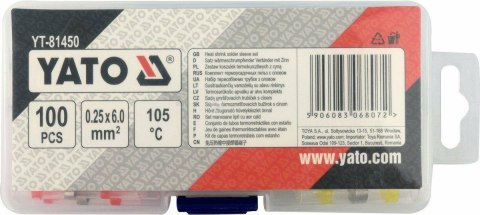 YATO KOSZULKI TERMOKURCZLIWE Z CYNĄ 0,25-6mm2 100szt. YATO KOSZULKI TERMOKURCZLIWE Z CYNĄ 0,25-6mm2 100szt.