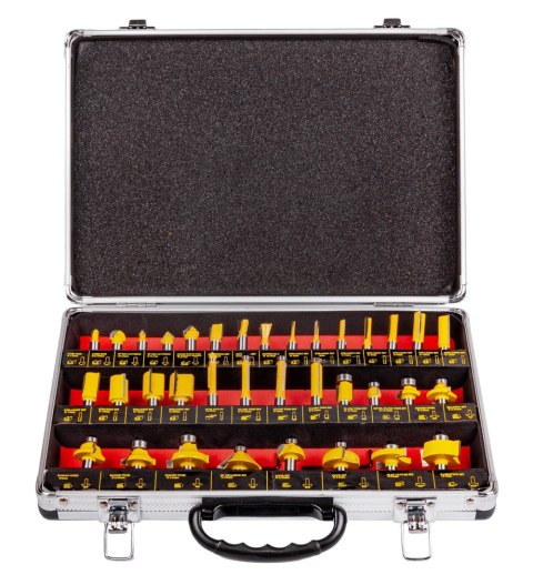 AWTOOLS FREZY DO DREWNA, KOMPLET 35 elem. TRZPIEŃ 8mm AWTOOLS