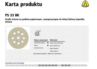 KLINGSPOR KRĄŻEK ŚCIERNY SAMOPRZYCZEPNY 225mm PS33BK gr.150 GLS38 /50szt. KLINGSPOR