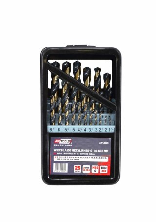 AWTOOLS WIERTŁO METAL HSS M2 KPL. 25szt. /1,0-13,0mm/ PREMIUM AWTOOLS