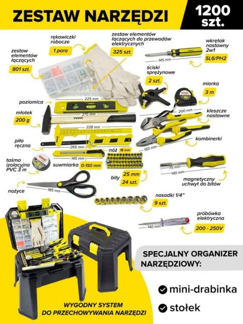 ZESTAW UNIWERSALNY 1200el. 1/4" 6-KĄT. /WMC ROCKFORCE / WMC