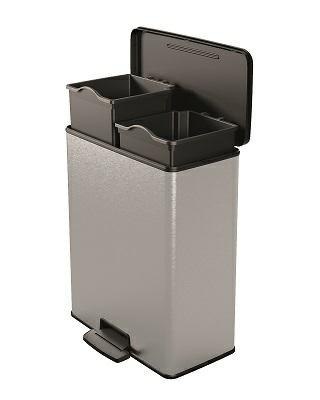 CURVER KOSZ NA ŚMIECI Z PEDAŁEM 26L+26L /IML METALIZOWANY CURVER/KETER
