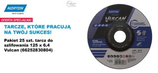 NORTON TARCZA DO SZLIFOWANIA VULCAN 125mm x 6,4mm A30P DO METALU /25szt. NORTON