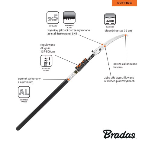 PIŁA OGRODNICZA TELESKOPOWA SKŁADANA Z HAKIEM V-SERIES 137-500cm BRADAS PIŁA OGRODNICZA TELESKOPOWA SKŁADANA Z HAKIEM V-SERIES 137-500cm BRADAS