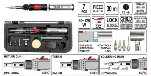 YATO LUTOWNICA GAZOWA 3w1 + AKCESORIA 36706 YATO YATO LUTOWNICA GAZOWA 3w1 + AKCESORIA 36706 YATO