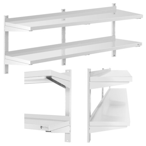 Półka ścienna wisząca gastronomiczna podwójna z regulacją STAL 150 x 40 cm Półka ścienna wisząca gastronomiczna podwójna z regulacją STAL 150 x 40 cm