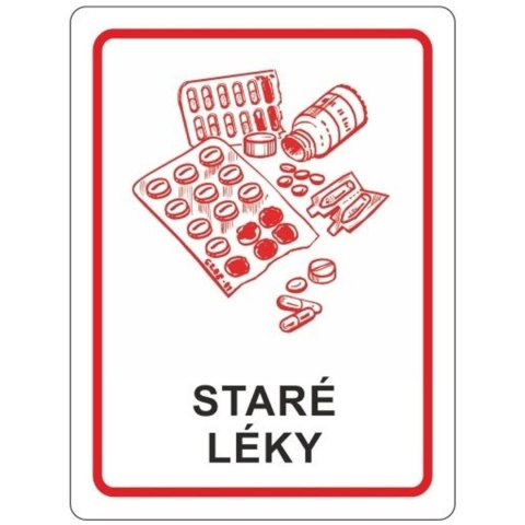 Naklejka na pojemnik na stare LEKI 16x12cm Naklejka na pojemnik na stare LEKI 16x12cm