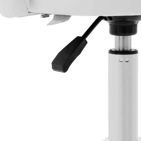 Krzesło kosmetyczne obrotowe z oparciem na kółkach 43-57 cm ORBE - białe Krzesło kosmetyczne obrotowe z oparciem na kółkach 43-57 cm ORBE - białe