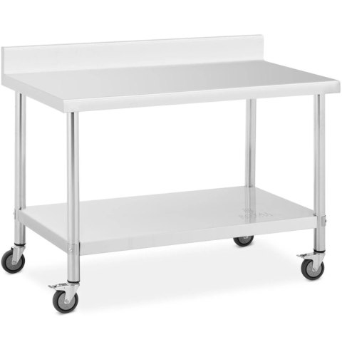 Stół metalowy gastronomiczny na kółkach z półką i rantem STAL 70 x 120 cm Stół metalowy gastronomiczny na kółkach z półką i rantem STAL 70 x 120 cm
