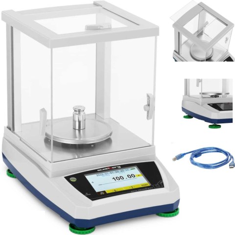 Waga laboratoryjna analityczna ze szklaną osłoną panelem dotykowym LCD 600 g / 0.01 g Waga laboratoryjna analityczna ze szklaną osłoną panelem dotykowym LCD 600 g / 0.01 g