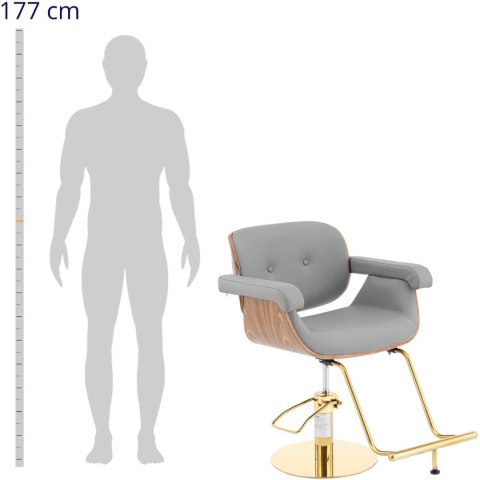 Fotel fryzjerski barberski kosmetyczny z podnóżkiem Physa FILEY - szary ze złotem Fotel fryzjerski barberski kosmetyczny z podnóżkiem Physa FILEY - szary ze złotem