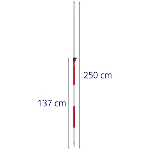Tyczka geodezyjna pod pryzmat lustro składana śr. 32mm długość 2.5m Tyczka geodezyjna pod pryzmat lustro składana śr. 32mm długość 2.5m