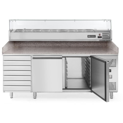 Stół chłodniczy do pizzy 2-drzwiowy z 7 szufladami blat granitowy szer. 202cm - Hendi 232842 Stół chłodniczy do pizzy 2-drzwiowy z 7 szufladami blat granitowy szer. 202cm - Hendi 232842