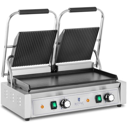 Grill kontaktowy podwójny z płytą gładką i ryflowaną 48 x 23 cm 3600 W Grill kontaktowy podwójny z płytą gładką i ryflowaną 48 x 23 cm 3600 W