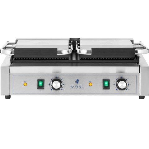 Grill kontaktowy podwójny z płytą gładką i ryflowaną 48 x 23 cm 3600 W Grill kontaktowy podwójny z płytą gładką i ryflowaną 48 x 23 cm 3600 W