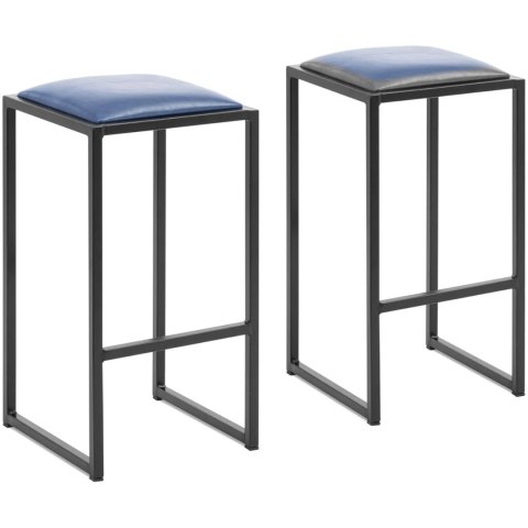Stołek barowy hoker metalowy loft z tapicerką czarno niebieski - 2 szt. Stołek barowy hoker metalowy loft z tapicerką czarno niebieski - 2 szt.