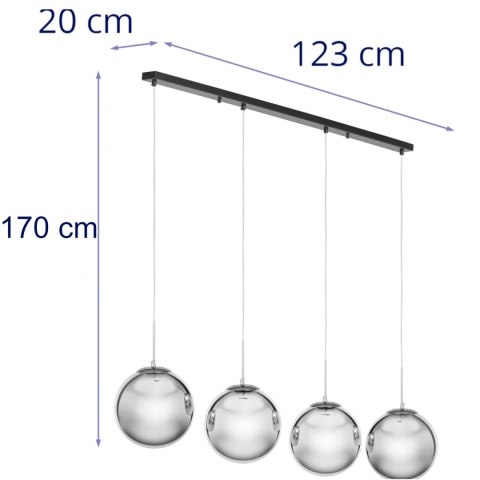 Lampa sufitowa nowoczesna 4 punktowa E27 - przydymione szkło Lampa sufitowa nowoczesna 4 punktowa E27 - przydymione szkło