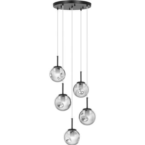 Lampa sufitowa wisząca 5 punktowa E27 - przydymione szkło Lampa sufitowa wisząca 5 punktowa E27 - przydymione szkło