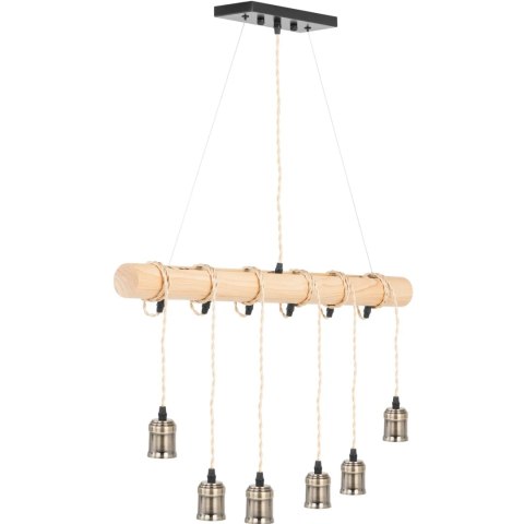 Lampa sufitowa wisząca LOFT 6 punktowa E27 - drewniana belka Lampa sufitowa wisząca LOFT 6 punktowa E27 - drewniana belka