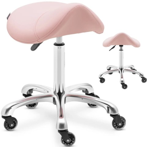 Taboret stołek hoker kosmetyczny siodłowy na kółkach do 150 kg YORK - pudrowy róż Taboret stołek hoker kosmetyczny siodłowy na kółkach do 150 kg YORK - pudrowy róż