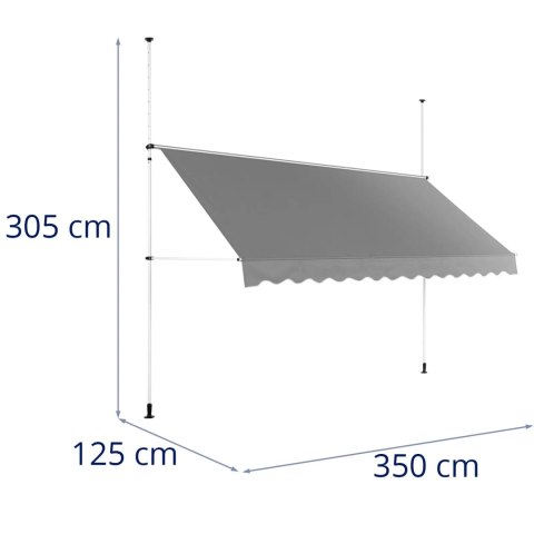 Markiza balkonowa tarasowa rozporowa zwijana ręcznie 350 x 120 cm - szara Markiza balkonowa tarasowa rozporowa zwijana ręcznie 350 x 120 cm - szara