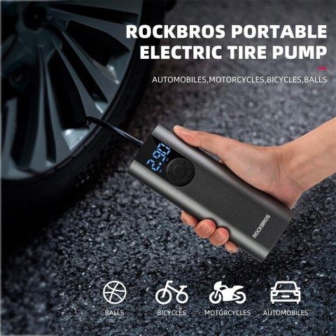 Elektryczna pompka rower motor auto piłka 10 bar z wyświetlaczem LED + kabel USB-C czarna Elektryczna pompka rower motor auto piłka 10 bar z wyświetlaczem LED + kabel USB-C czarna