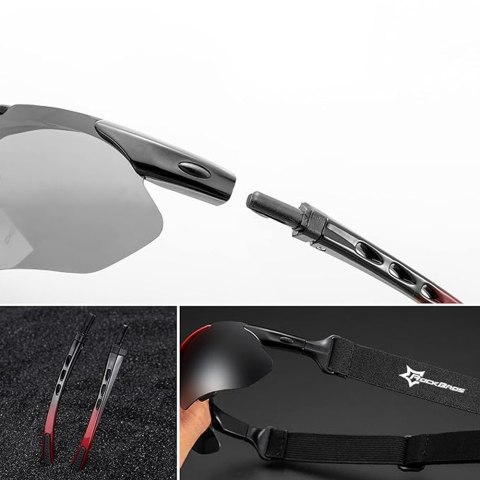 Okulary rowerowe fotochromowe z filtrem UV 400 czerwone Okulary rowerowe fotochromowe z filtrem UV 400 czerwone