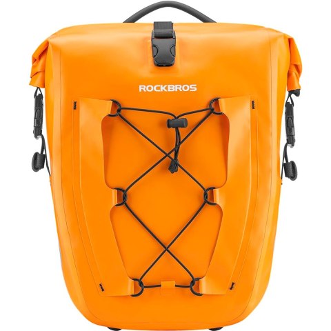 Torba rowerowa wodoodporna na bagażnik regulowana 25-32L pomarańczowa Torba rowerowa wodoodporna na bagażnik regulowana 25-32L pomarańczowa