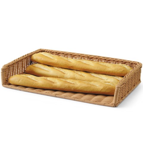 Kosz ekspozycyjny bufetowy na bagietki pieczywo z polirattanu 595 x 395 x 105 mm Kosz ekspozycyjny bufetowy na bagietki pieczywo z polirattanu 595 x 395 x 105 mm