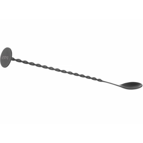 Łyżka barmańska do drinków koktajli długa z muddlerem 280 x 35 mm - czarna Łyżka barmańska do drinków koktajli długa z muddlerem 280 x 35 mm - czarna