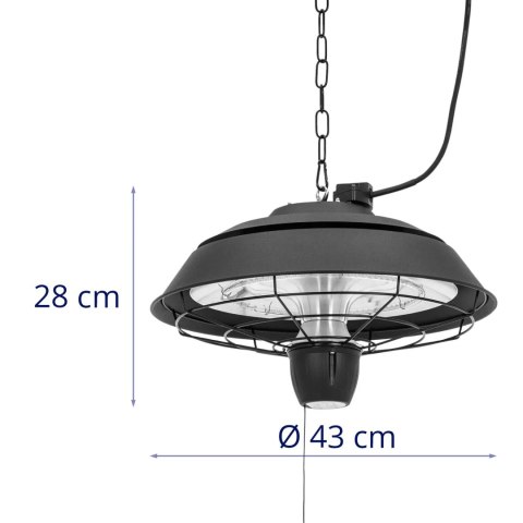 Lampa grzewcza tarasowa na podczerwień wisząca 1500 W Lampa grzewcza tarasowa na podczerwień wisząca 1500 W