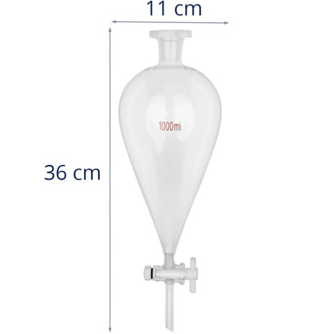 Rozdzielacz laboratoryjny szklany gruszkowy 1000 ml szlif 24/30 Rozdzielacz laboratoryjny szklany gruszkowy 1000 ml szlif 24/30