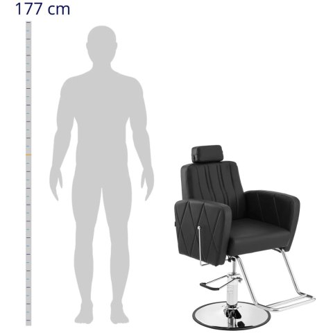 Fotel fryzjerski barberski kosmetyczny z podnóżkiem Physa DUDLEY - czarno srebrny Fotel fryzjerski barberski kosmetyczny z podnóżkiem Physa DUDLEY - czarno srebrny