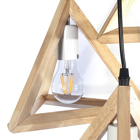 Lampa drewniana wisząca 3 x E27 Trójkąty PZE-903 Lampa drewniana wisząca 3 x E27 Trójkąty PZE-903